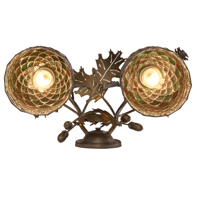 Antique Copper Double Sconce with Multicolor Glass Shades