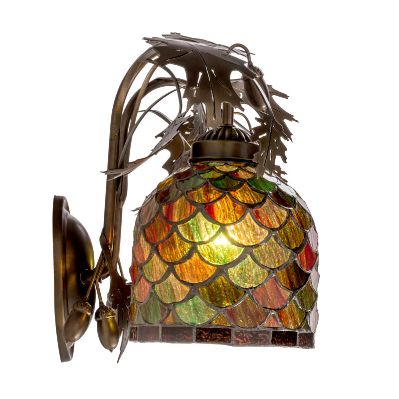 Antique Copper Double Sconce with Multicolor Glass Shades