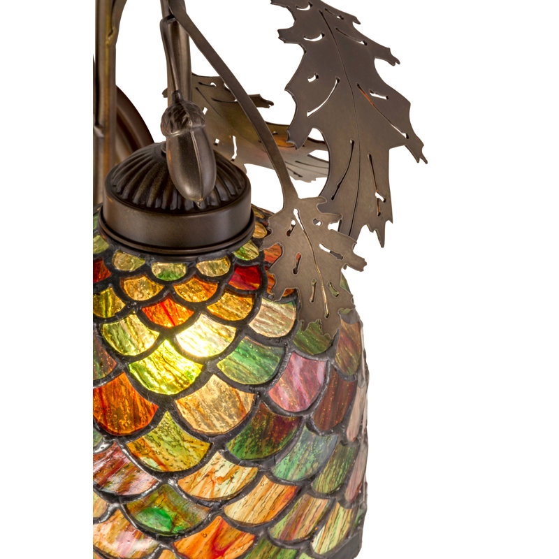 Antique Copper Double Sconce with Multicolor Glass Shades