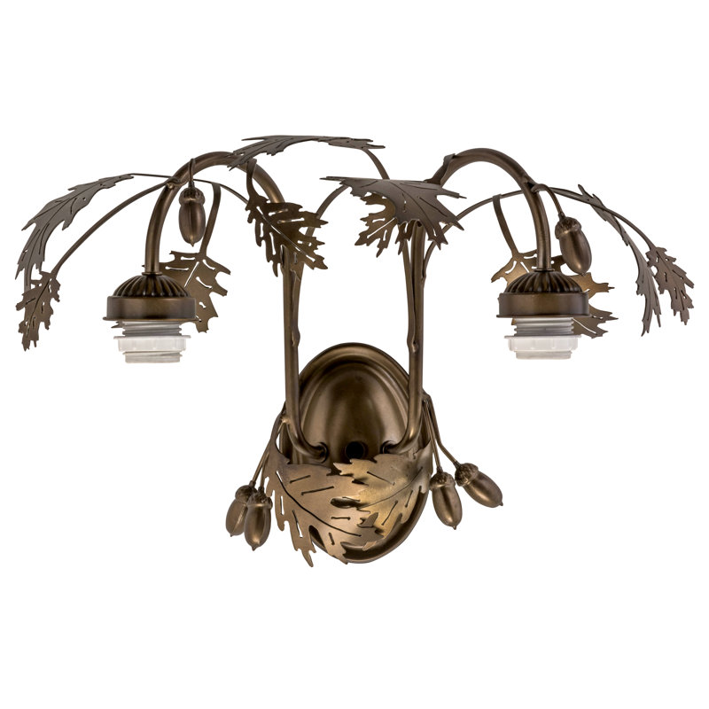 Antique Copper Double Sconce with Multicolor Glass Shades