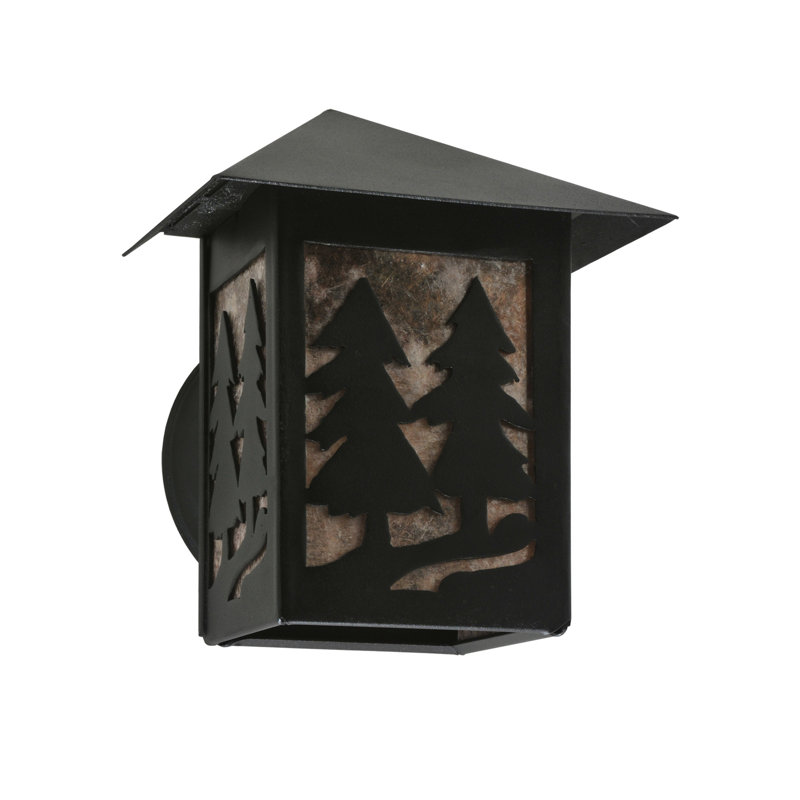 Black Steel Nature-Inspired Wall Sconce with Spruce Tree Design