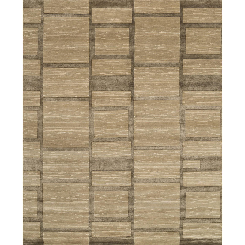 Hermitage Luxe Hand-Knotted Wool-Blend Geometric Rectangular Rug