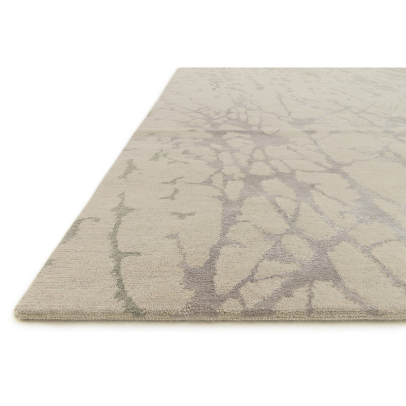 Hermitage Hand-Knotted Gray Wool and Viscose Blend Rectangular Rug