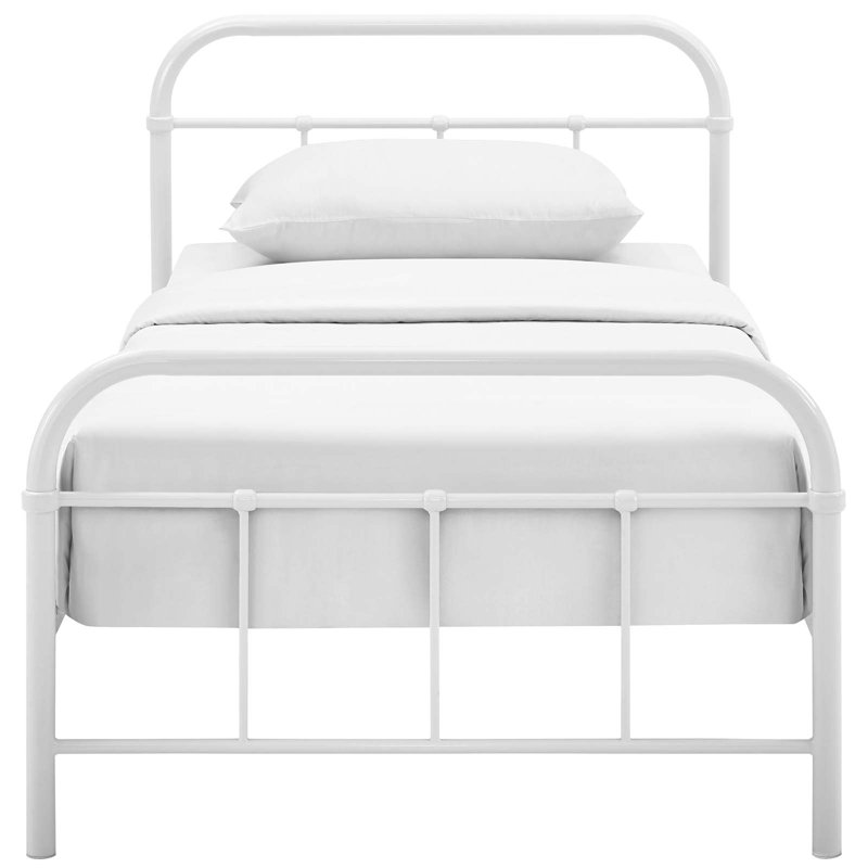 Maisie White Queen Metal Bed Frame with Headboard