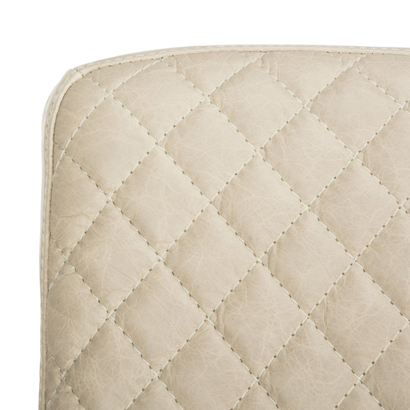 Merlene Cream Leather and Brass Metal Accent Chair