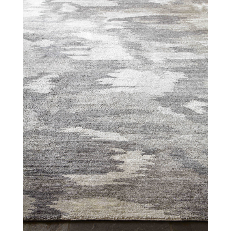 Handmade 8' x 10' Gray Abstract Viscose Cotton Rug