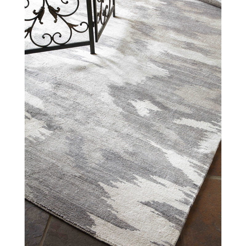 Handmade 8' x 10' Gray Abstract Viscose Cotton Rug