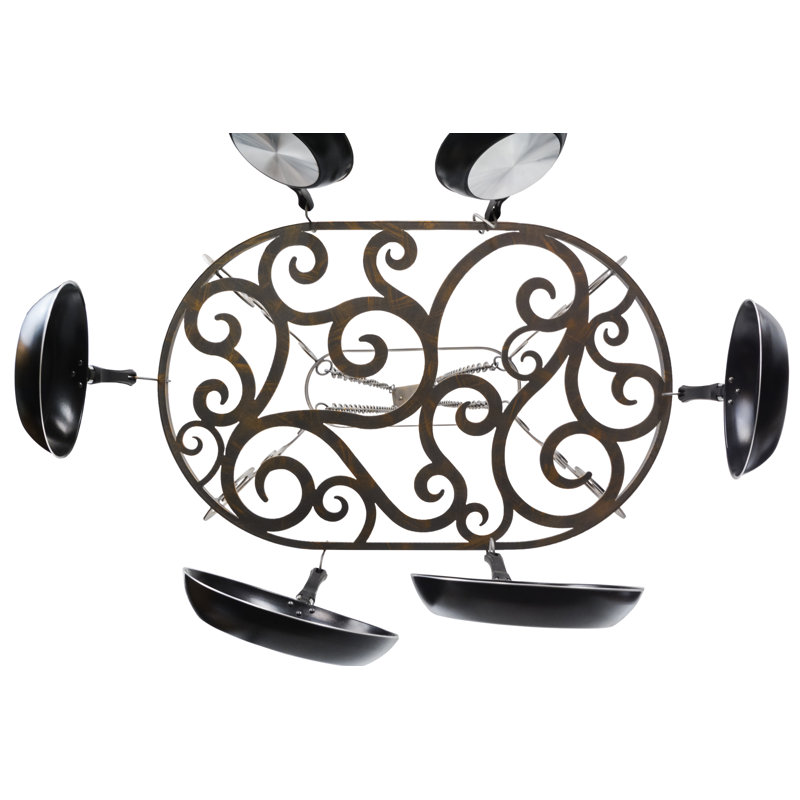 French Bronze Handcrafted Metal Hanging Pot Rack
