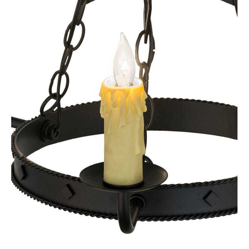 Blackwash 3-Light Gothic Wagon Wheel Chandelier