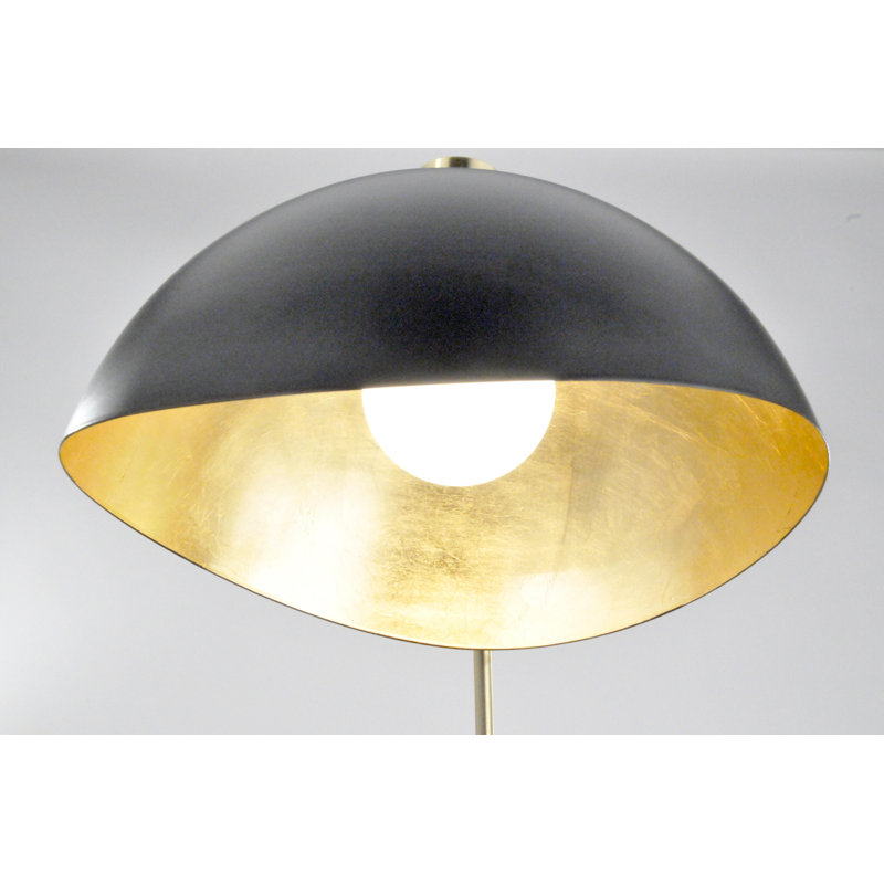 Luna Bella Weathered Brass Arc Desk Lamp with Matte Black Steel