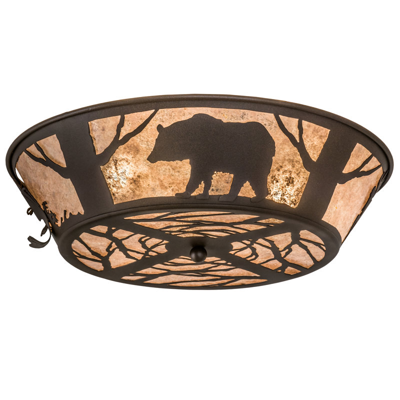 Rustic 22.5" Cafe Noir Glass Flush Mount Light