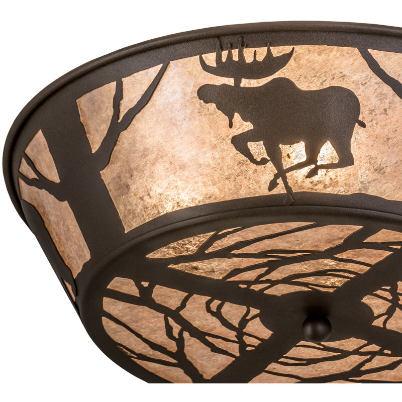 Rustic 22.5" Cafe Noir Glass Flush Mount Light