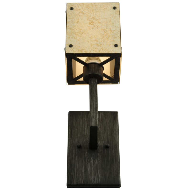 Kesara 3-Light Dimmable Iron Sconce in Brown with Geometric Shade