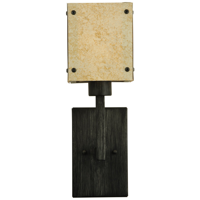 Kesara 3-Light Dimmable Iron Sconce in Brown with Geometric Shade