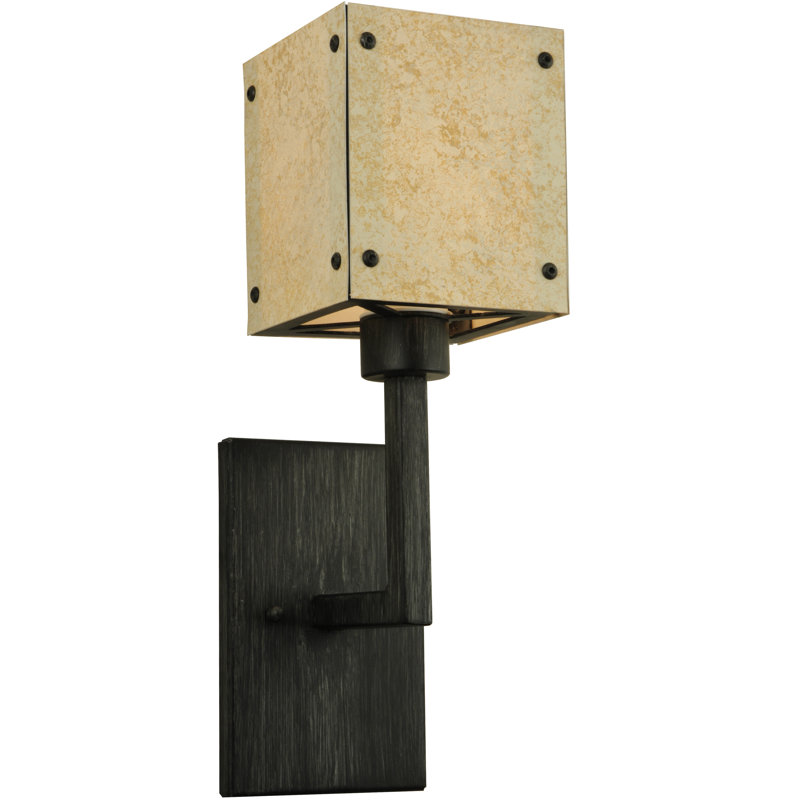 Kesara 3-Light Dimmable Iron Sconce in Brown with Geometric Shade