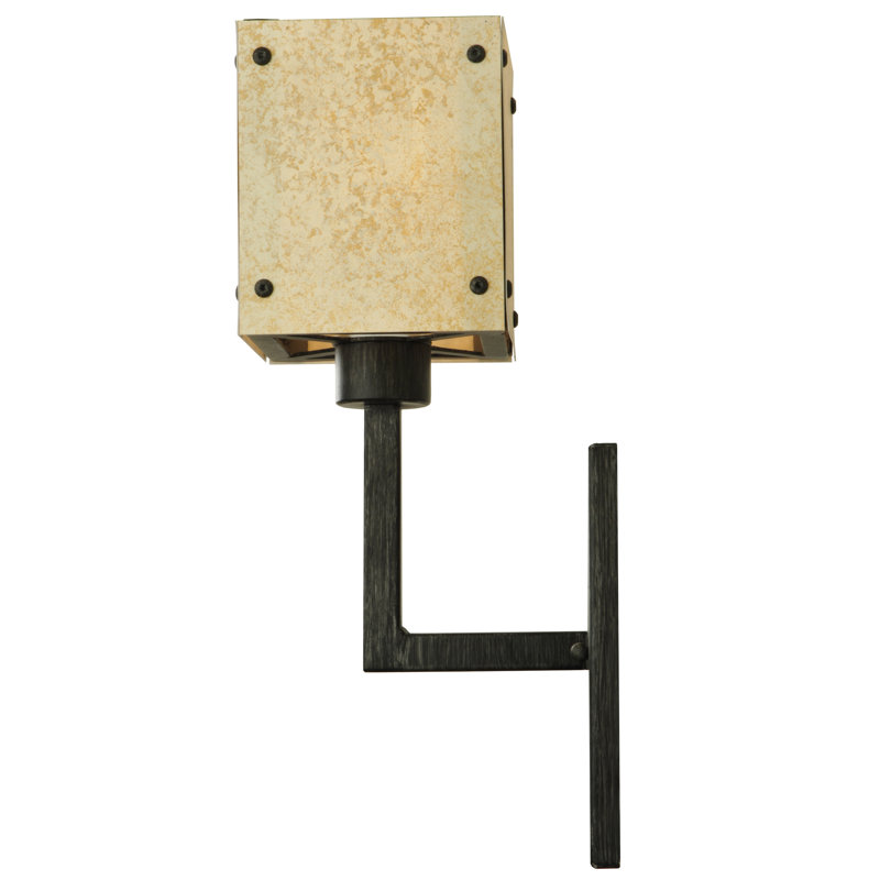 Kesara 3-Light Dimmable Iron Sconce in Brown with Geometric Shade
