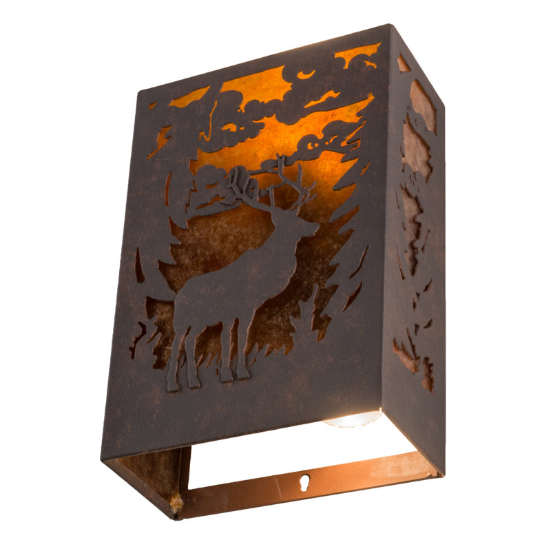 Adirondack Deer Ambient 18" Brown Sconce with Dimmable Mica Shade