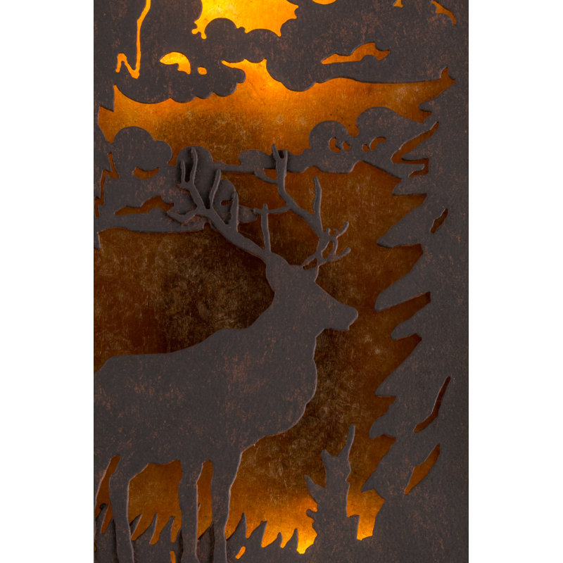 Adirondack Deer Ambient 18" Brown Sconce with Dimmable Mica Shade
