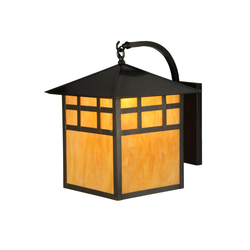 Craftsman Brown 1-Light Lantern Sconce with Idalight Panels