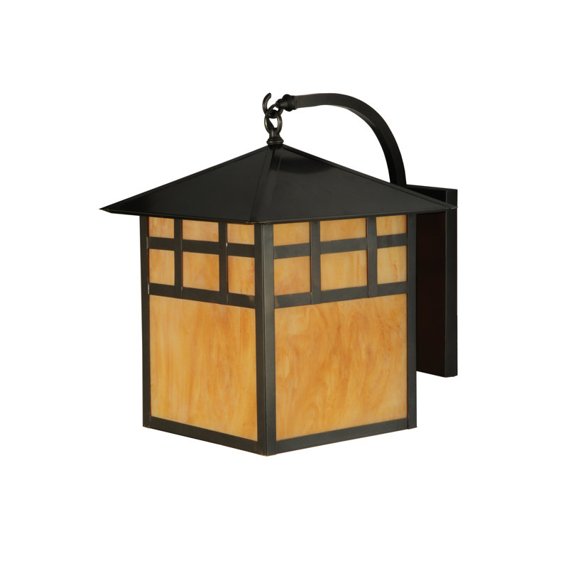 Craftsman Brown 1-Light Lantern Sconce with Idalight Panels