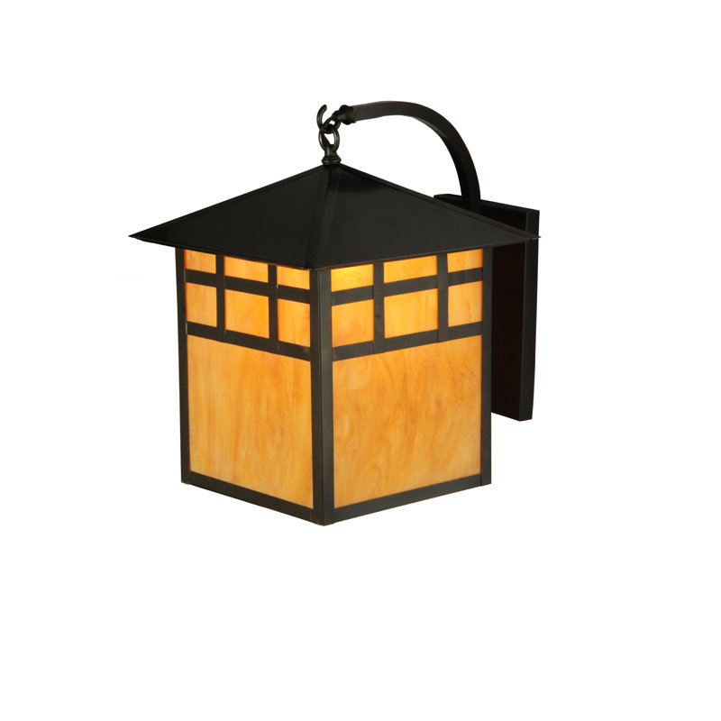 Craftsman Brown 1-Light Lantern Sconce with Idalight Panels