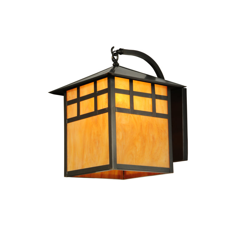Craftsman Brown 1-Light Lantern Sconce with Idalight Panels