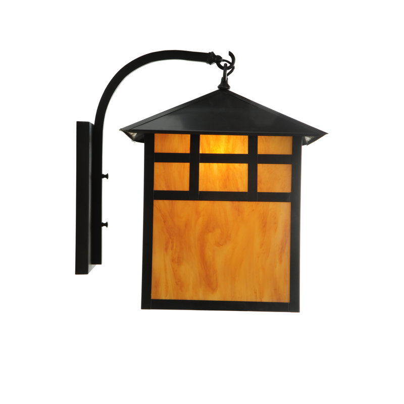 Craftsman Brown 1-Light Lantern Sconce with Idalight Panels
