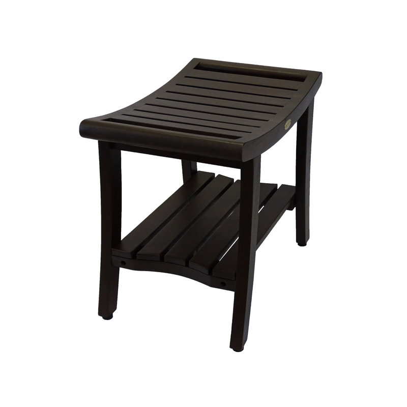 Elegant Harmony 24" Wide Teak Wood Safety Shower Bench with Shelf