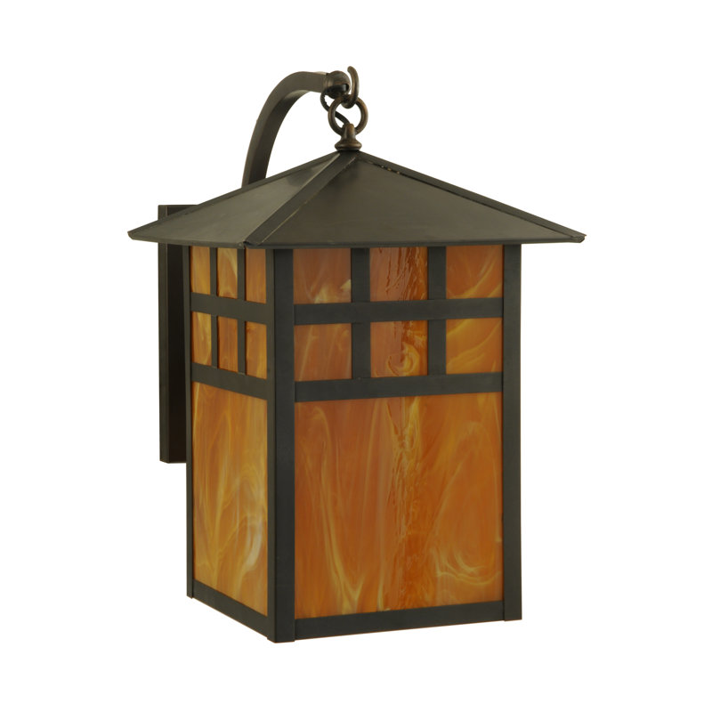 Seneca Brown Lantern Style 1-Light Brass Wall Sconce