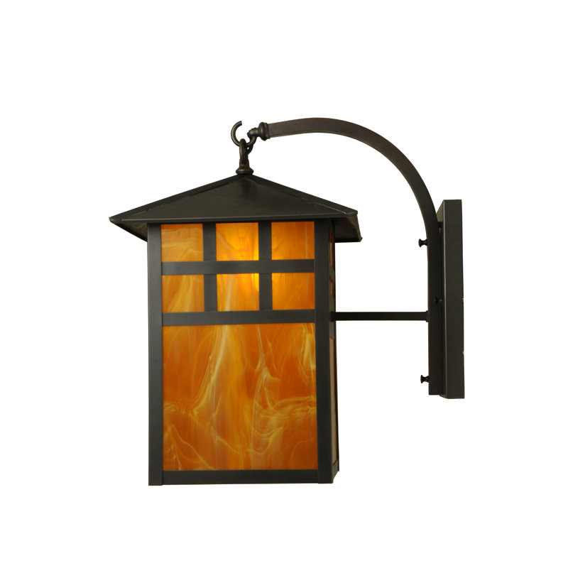 Seneca Brown Lantern Style 1-Light Brass Wall Sconce