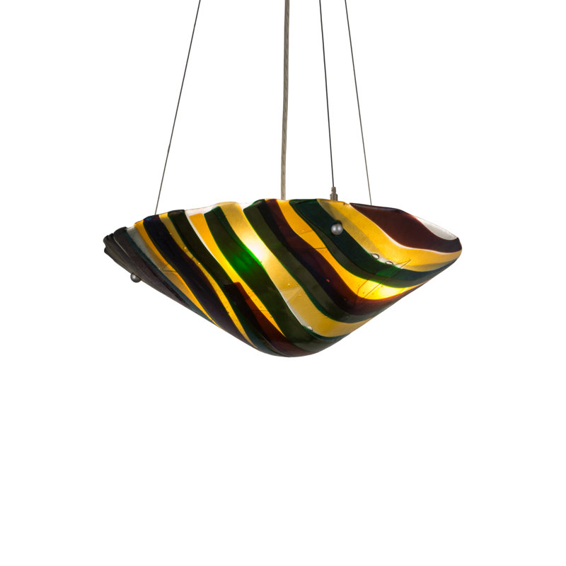 Contemporary Silver 3-Light LED Glass Bowl Pendant for Indoor/Outdoor