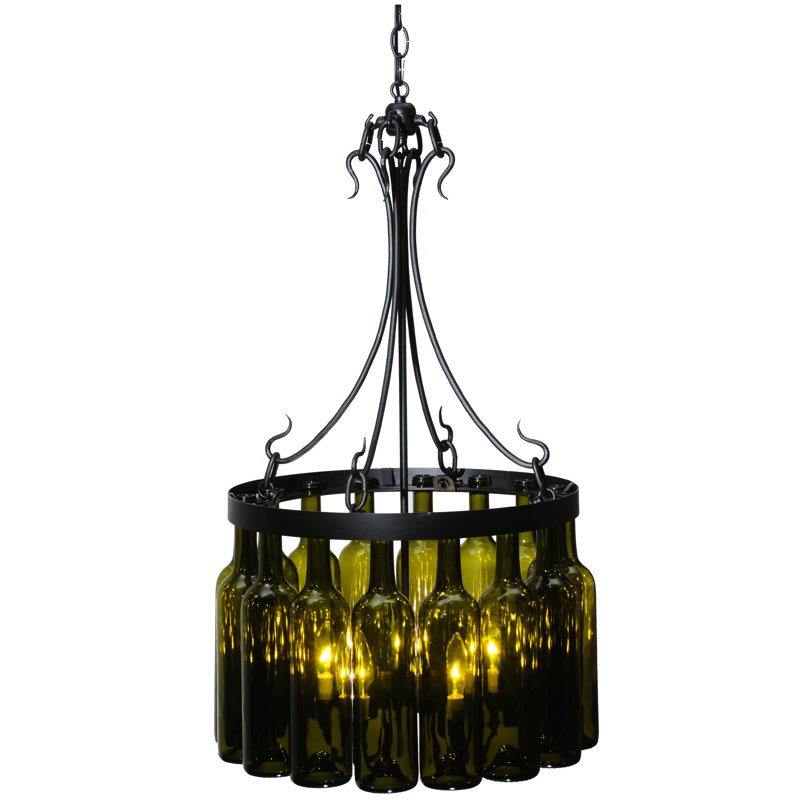 Black 5-Light Wine Bottle Chandelier