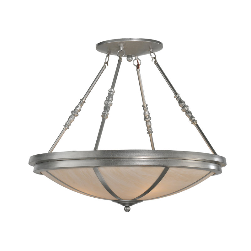 Elysian 30" Nickel Bowl LED Semi-Flushmount for Indoor/Outdoor
