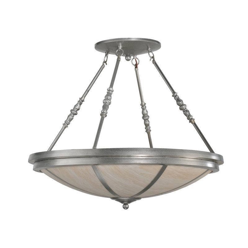 Elysian 30" Nickel Bowl LED Semi-Flushmount for Indoor/Outdoor