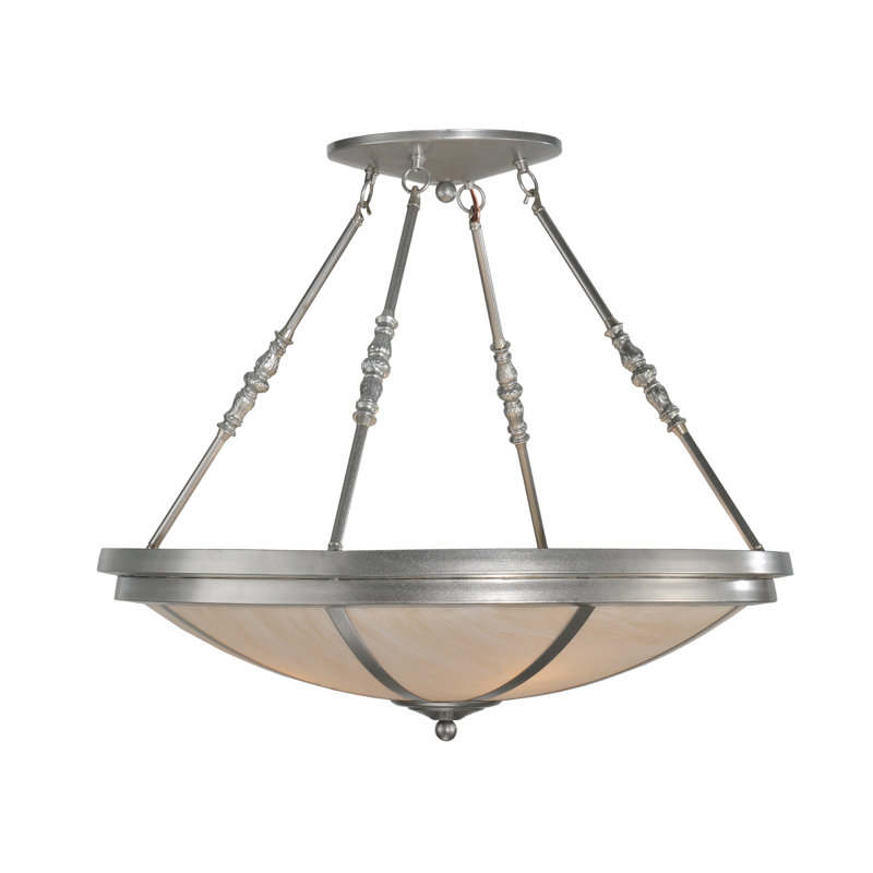 Elysian 30" Nickel Bowl LED Semi-Flushmount for Indoor/Outdoor