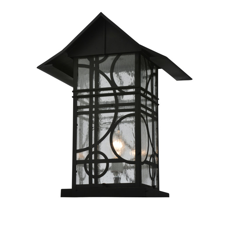 Revival Deco Textured Black Brass Wall Sconce with Clear Seeded Glass