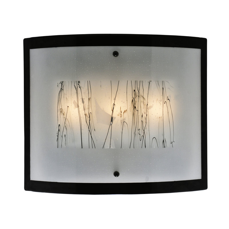 Winter White and Black Twig 3-Light Fused Glass Sconce