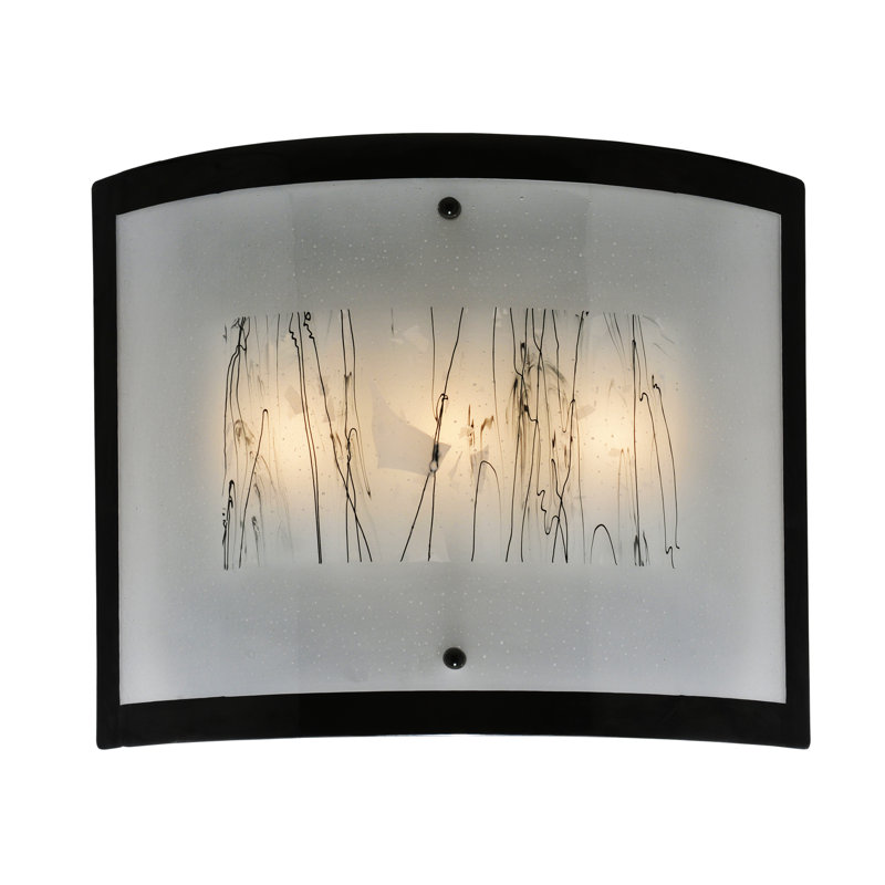 Winter White and Black Twig 3-Light Fused Glass Sconce