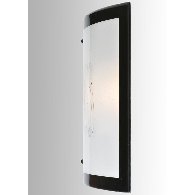 Winter White and Black Twig 3-Light Fused Glass Sconce