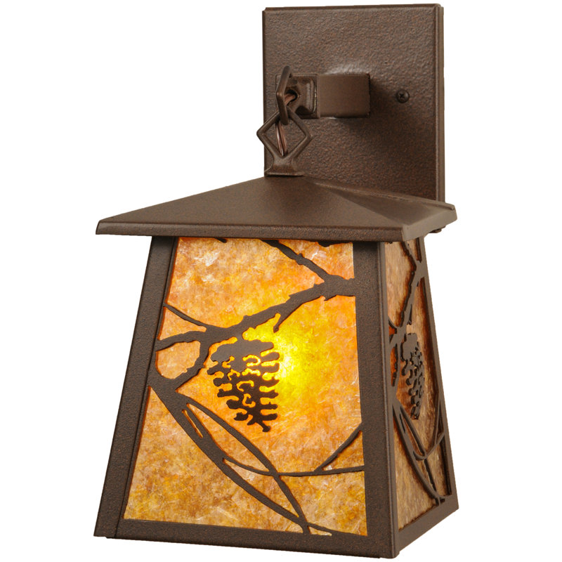 Amber Mica Cafe Noir Lantern Wall Sconce