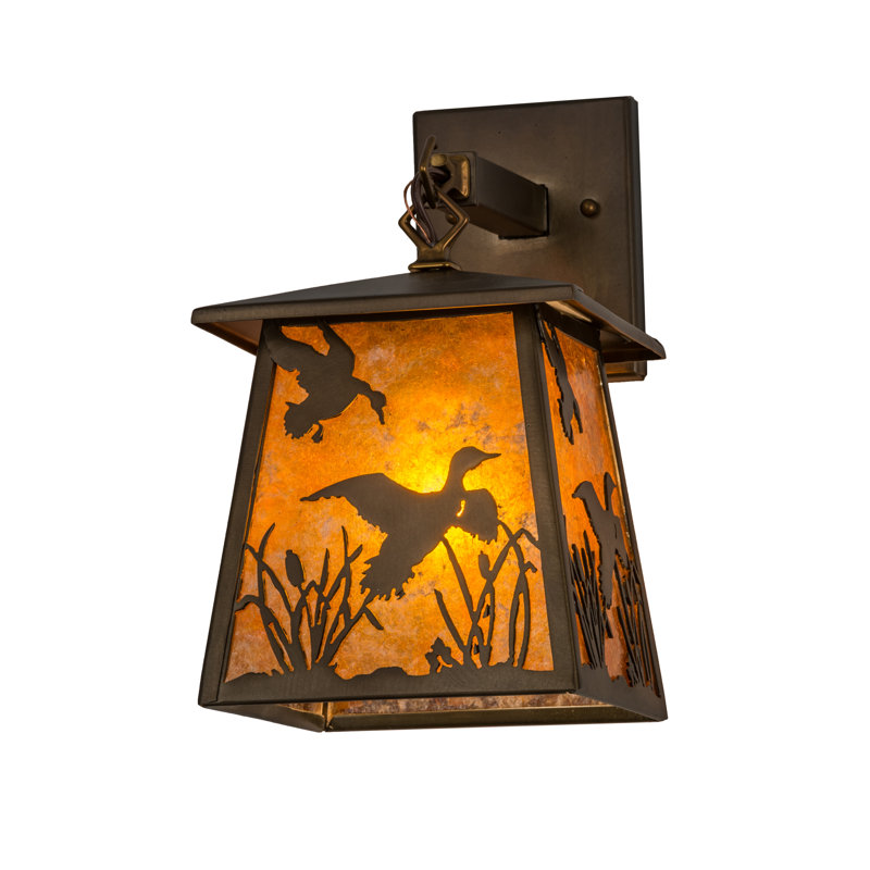 Adirondack Marsh Ducks 12.5" Copper Outdoor Wall Sconce