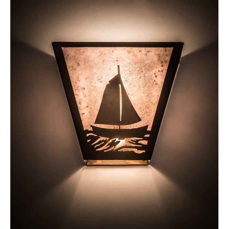 Nautical Ambiance Bronze Sailboat 13" Wall Sconce