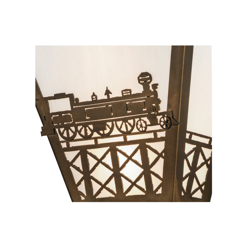 Rustic White Art Glass 11.5" Bronze Train Sconce