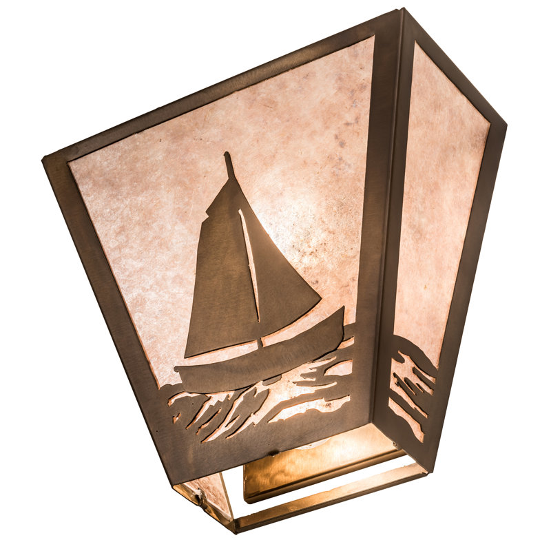 Nautical Ambiance Bronze Sailboat 13" Wall Sconce