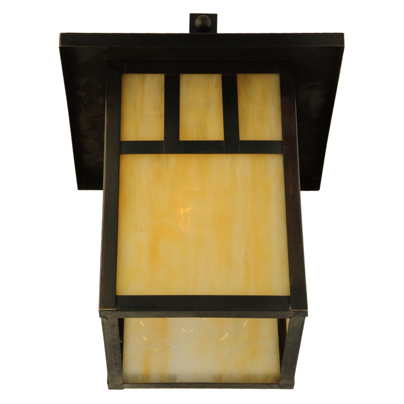 Brown Mission Style Outdoor Wall Sconce with Glass Shade