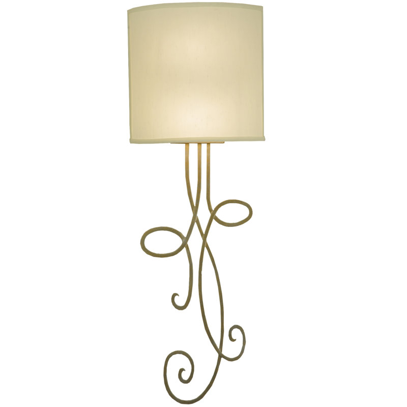 Champagne Metallic Scrollwork Sconce with Eggshell Shade