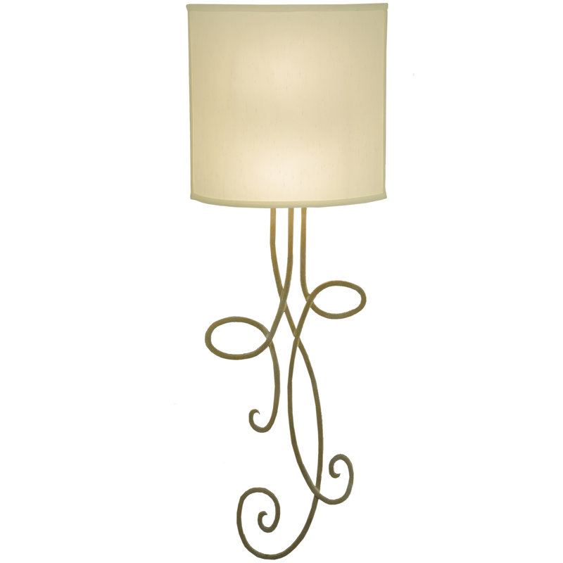Champagne Metallic Scrollwork Sconce with Eggshell Shade