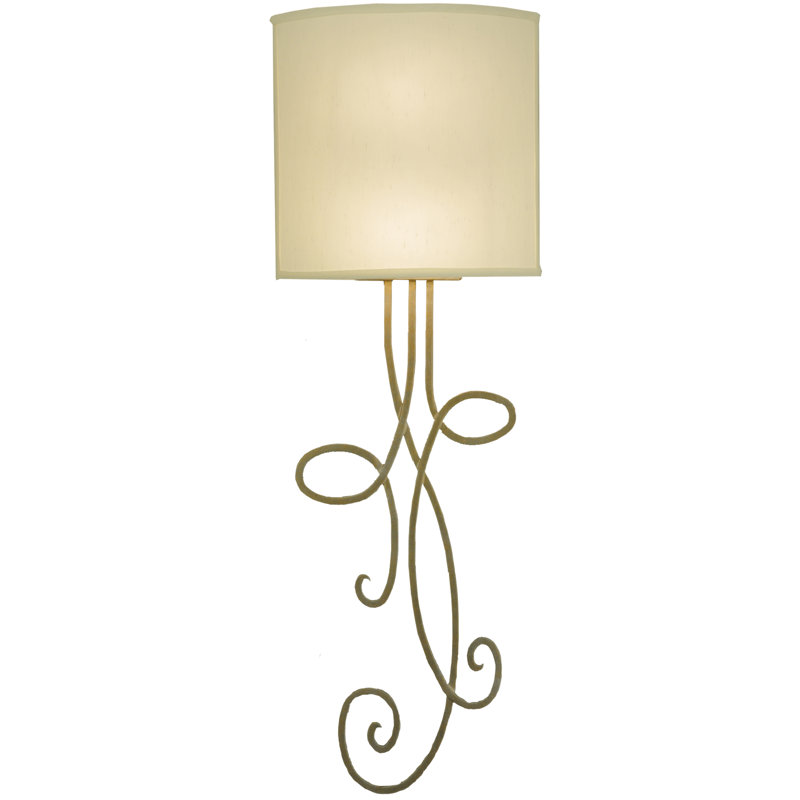 Champagne Metallic Scrollwork Sconce with Eggshell Shade
