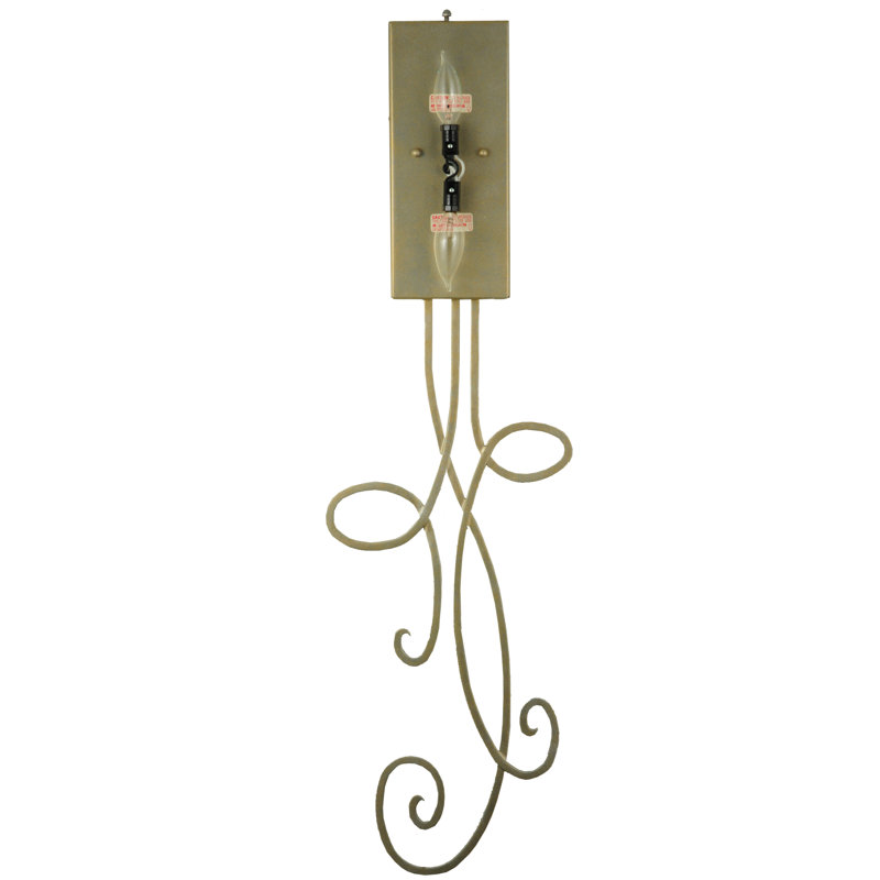Champagne Metallic Scrollwork Sconce with Eggshell Shade