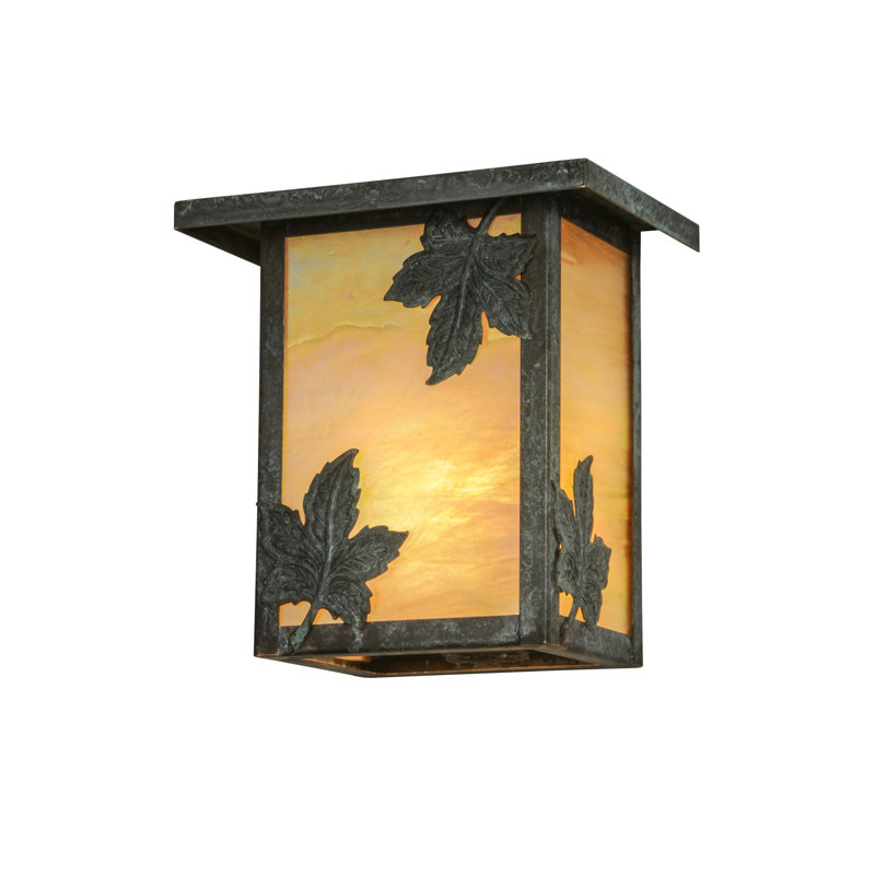 Maple Leaf Bronze and Glass Wall Sconce